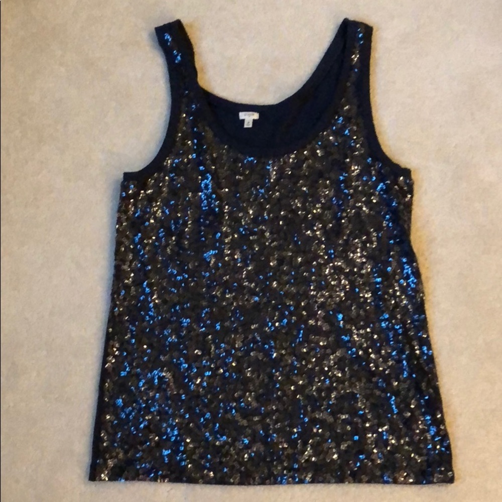 J. Crew Navy Sequin Tank